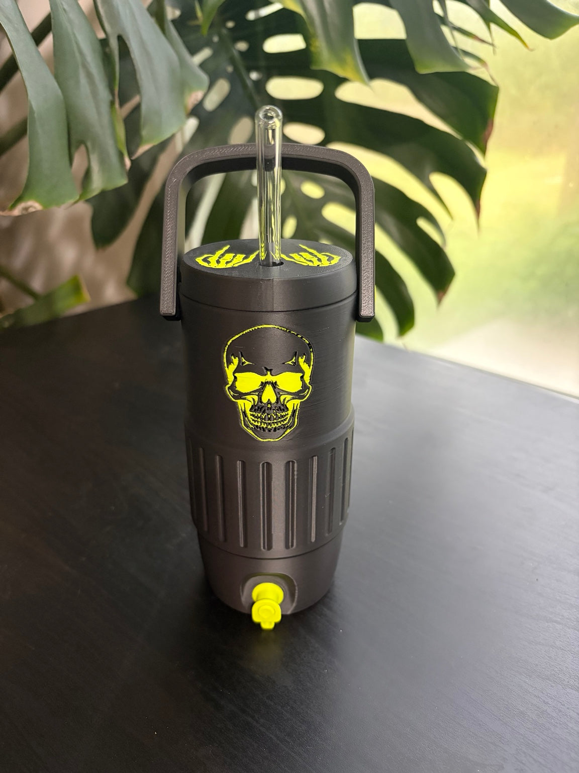 12oz Retro Cooler Slim Can Koozie with Handle (Alani Can) Skull + Rock Hands