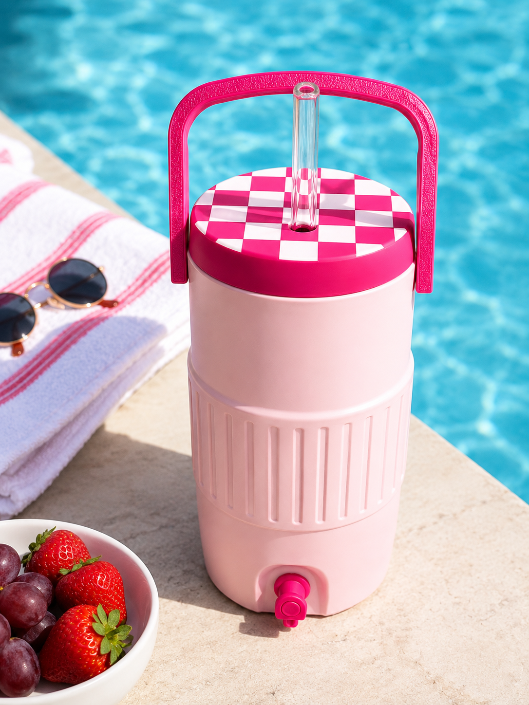 16oz Retro Cooler Can Koozie with Handle Checkered Lid (Monster)