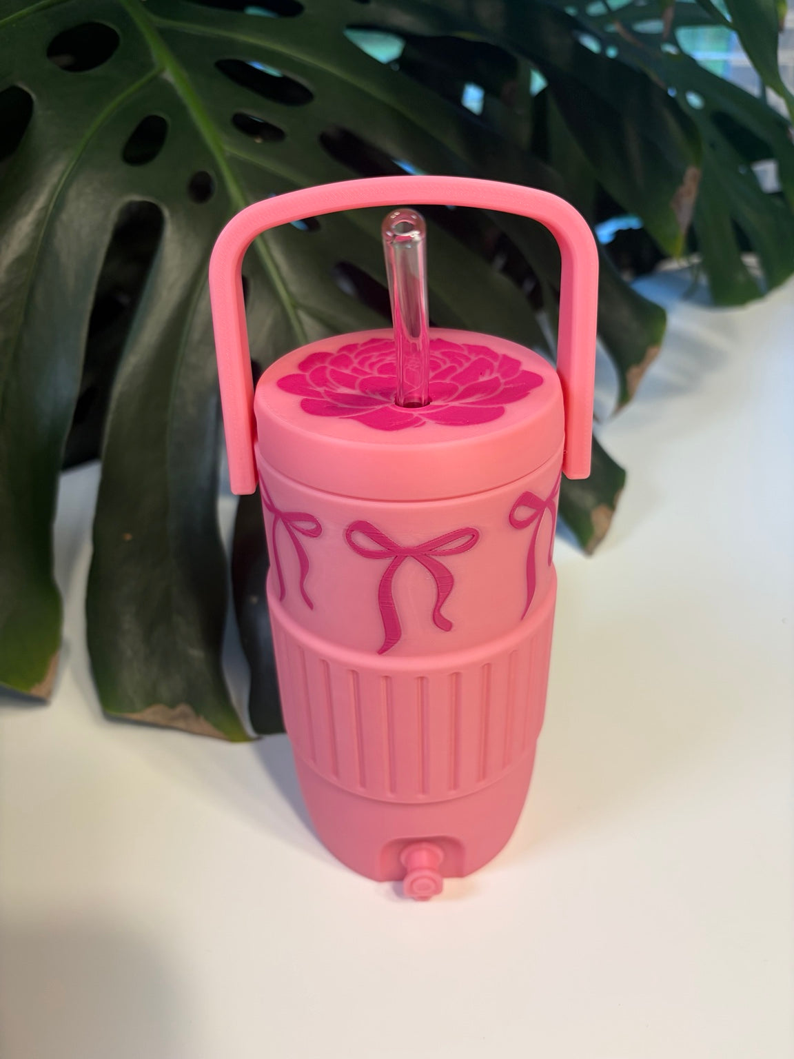 16oz Retro Cooler Can Koozie with Bows, Handle & Peony Lid (Monster Can)