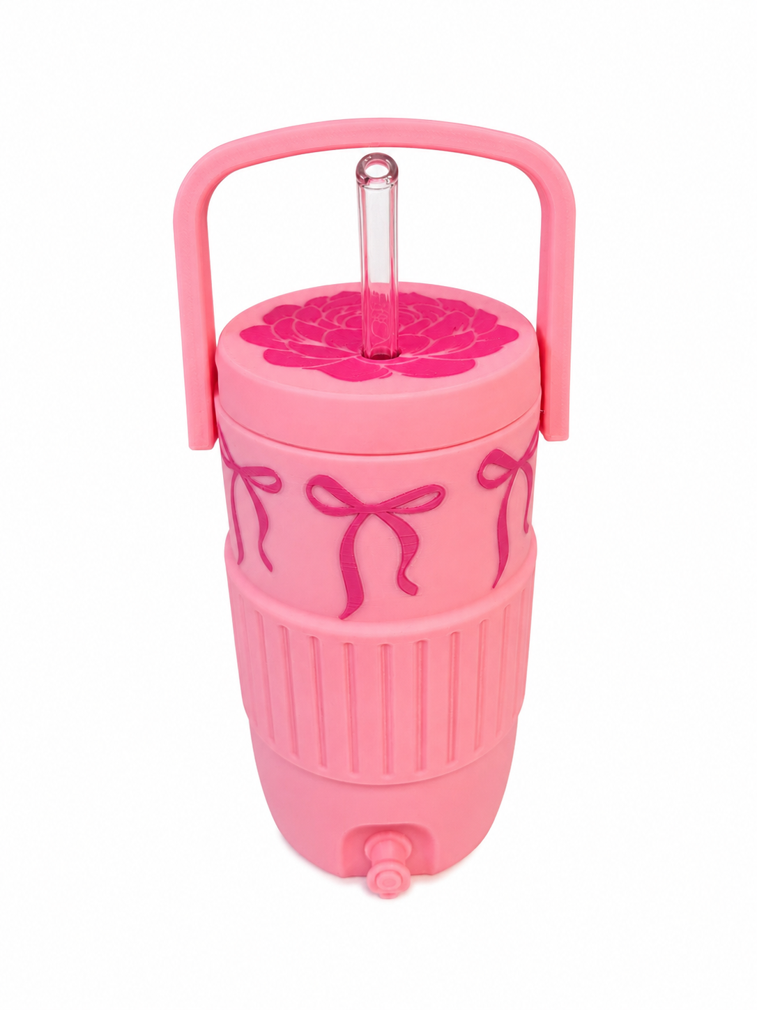 16oz Retro Cooler Can Koozie with Bows, Handle & Peony Lid (Monster Can)