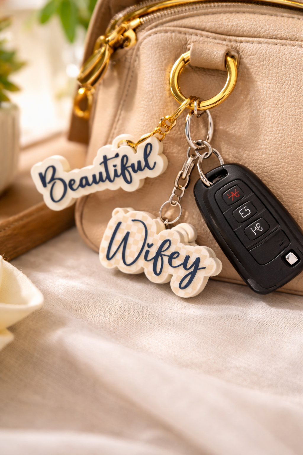 Wifey or Beautiful Keychain