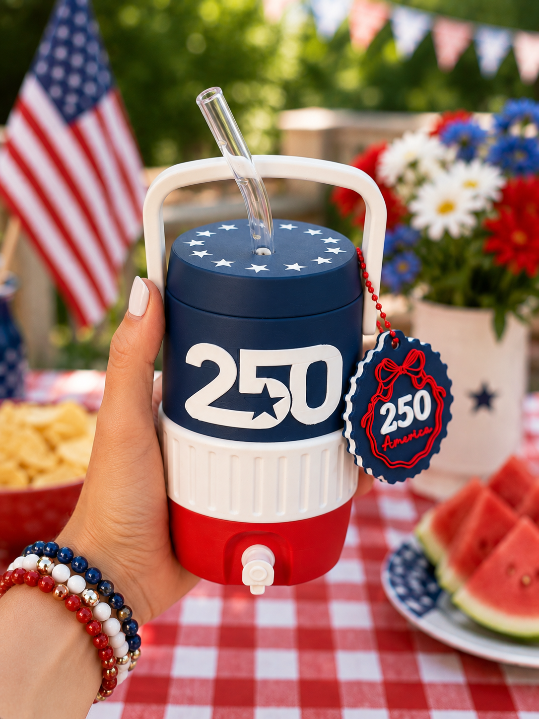 12oz Retro Cooler Can Koozie with Handle 250th Anniversary (Soda Can)