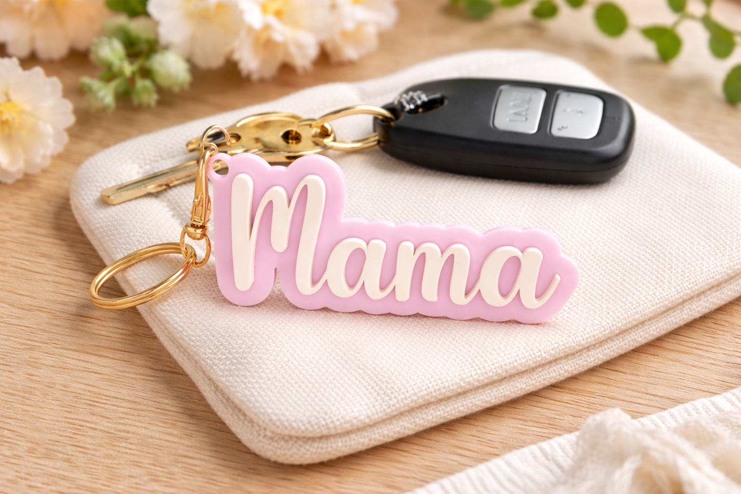 Personalized “Mama” Acrylic Keychain – Custom Name Keychain Gift for Mom