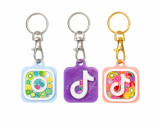 Custom Social Media NFC Keychain – 3D Printed with Mini Fruit Design