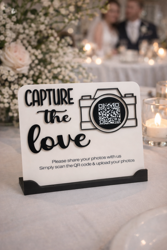 “Capture the Love” Wedding QR Code Stand