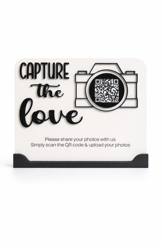 “Capture the Love” Wedding (acrylic) QR Code Stand
