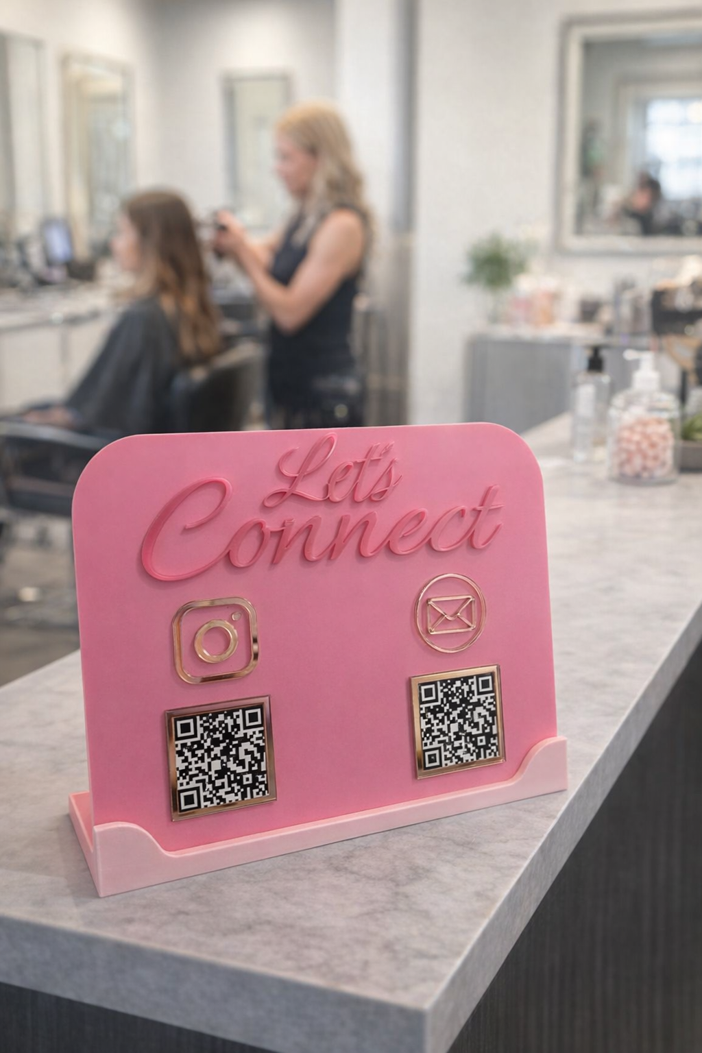“Let’s Connect” QR Code Social Media Stand
