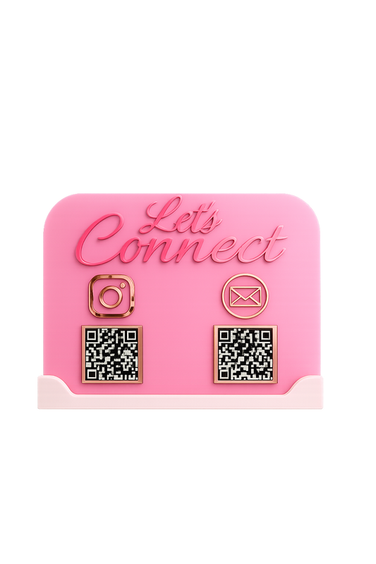 “Let’s Connect” (acrylic) QR Code Social Media Stand
