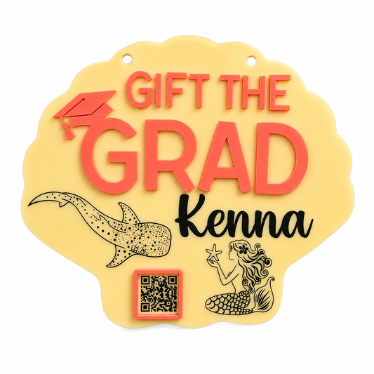 Personalized “Gift the Grad” QR Code Sign | Beach Graduation Party