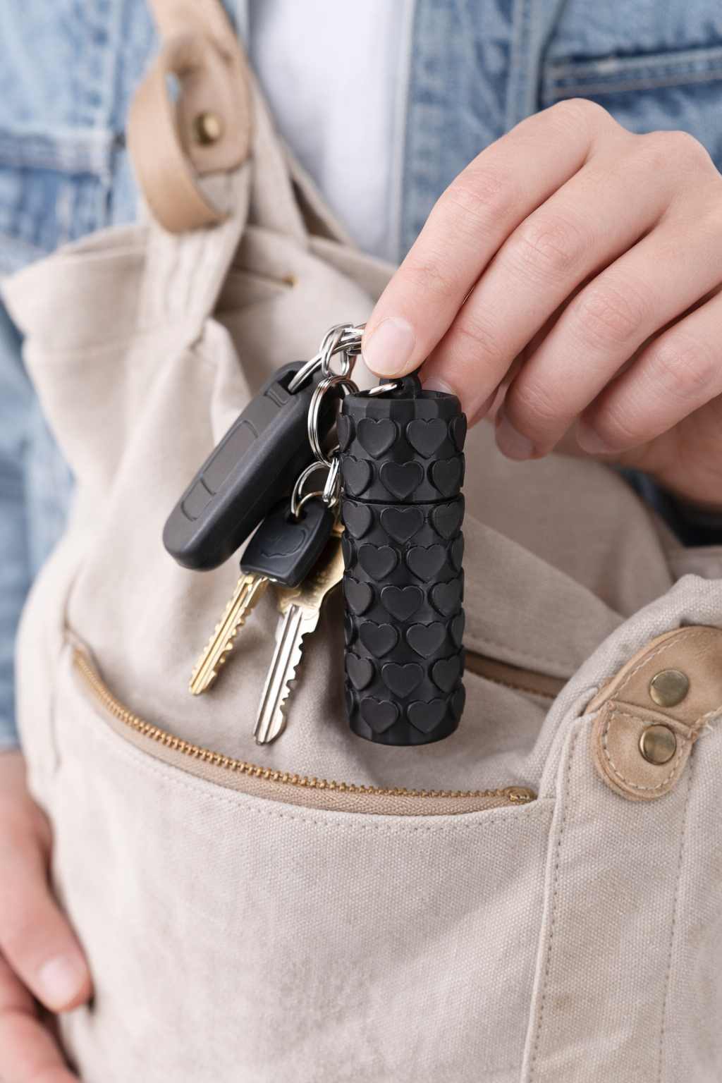Heart Chapstick Holder Keychain