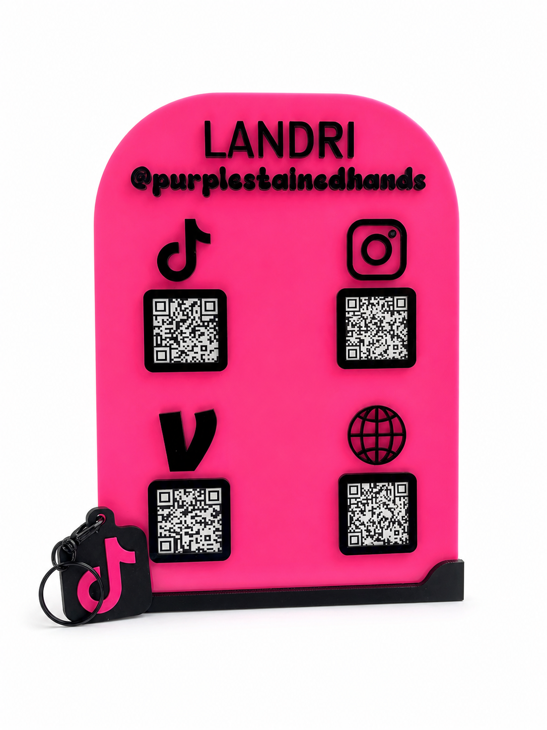 Custom Social Media QR Code Sign with NFC Keychain Bundle