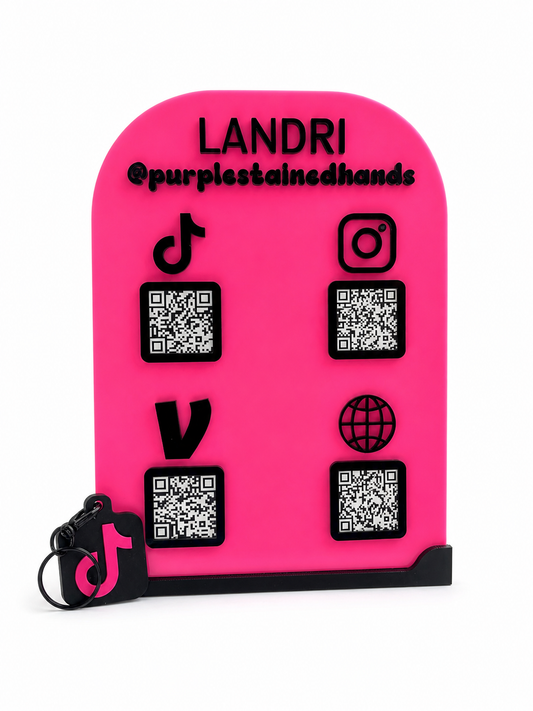 Custom Social Media QR Code Sign with NFC Keychain Bundle