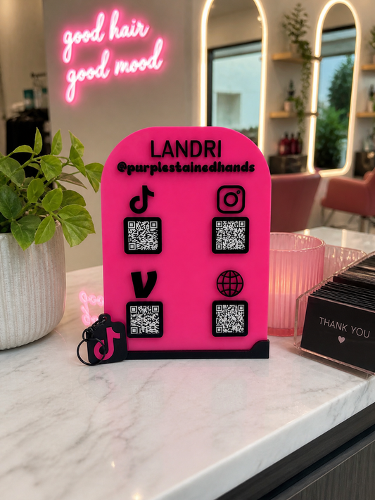 Custom Social Media QR Code Sign with NFC Keychain Bundle