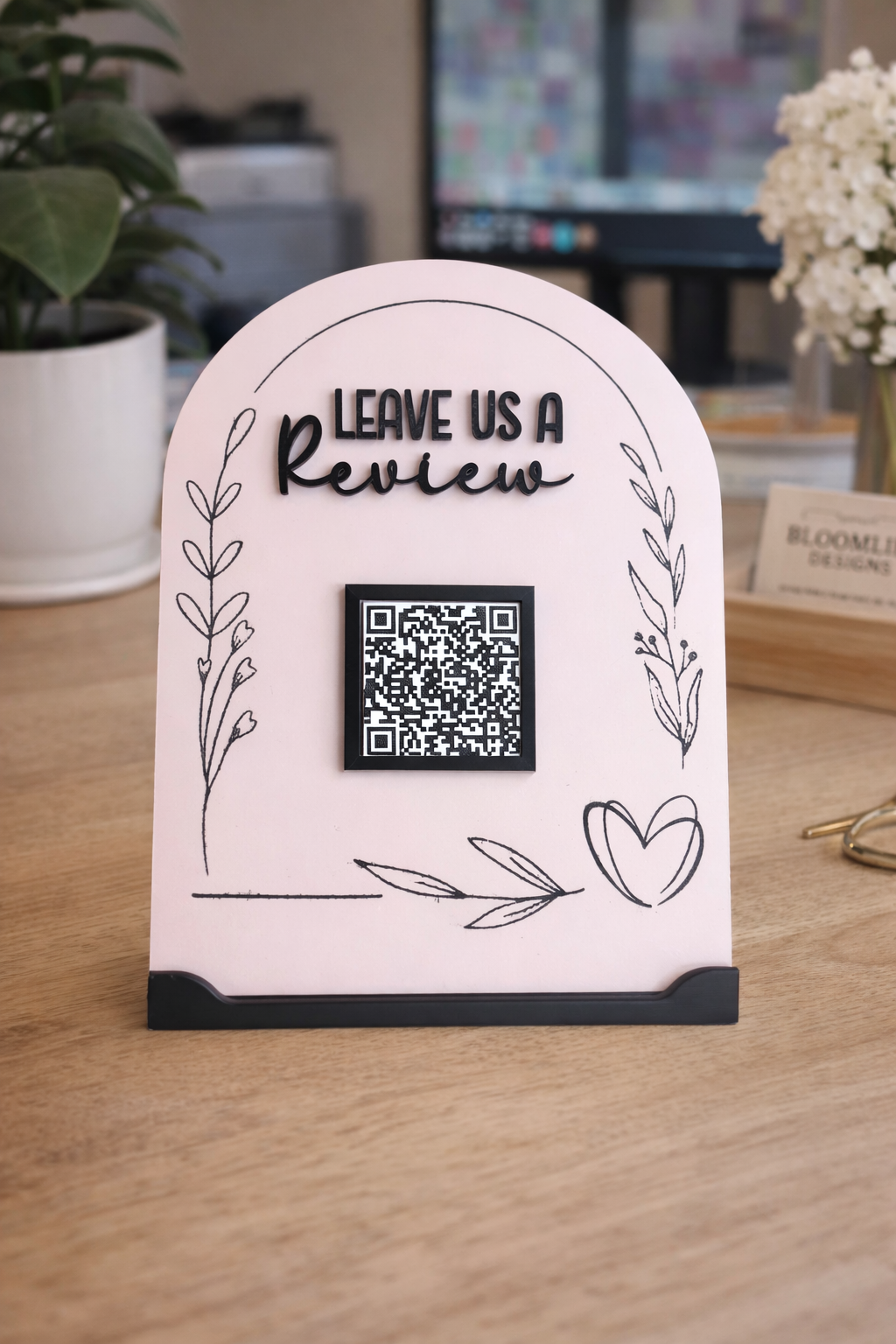 “Leave Us a Review” QR Code Stand