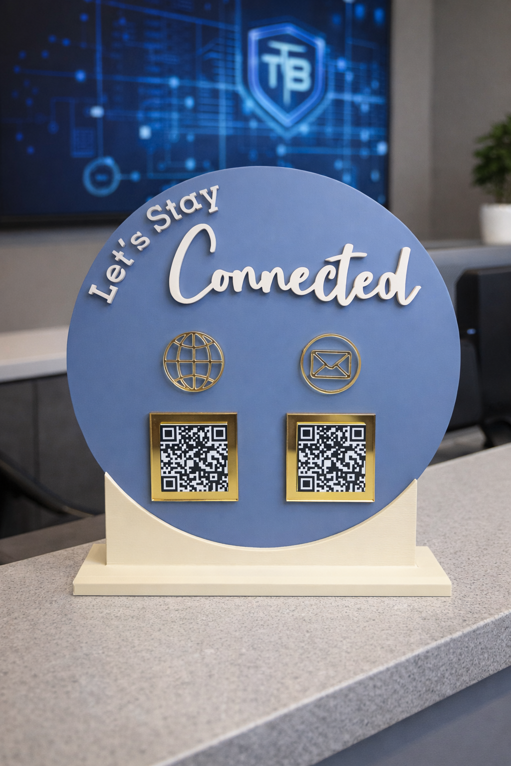 “Let’s Stay Connected” QR Code Social Media Stand