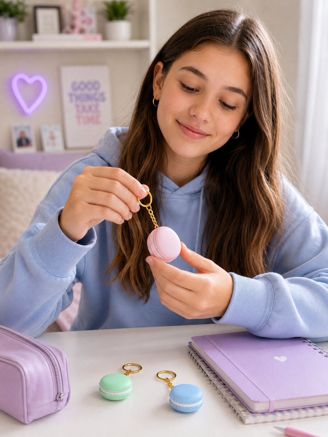Macaron Clicker Keychain – Pastel Fidget Bag Charm