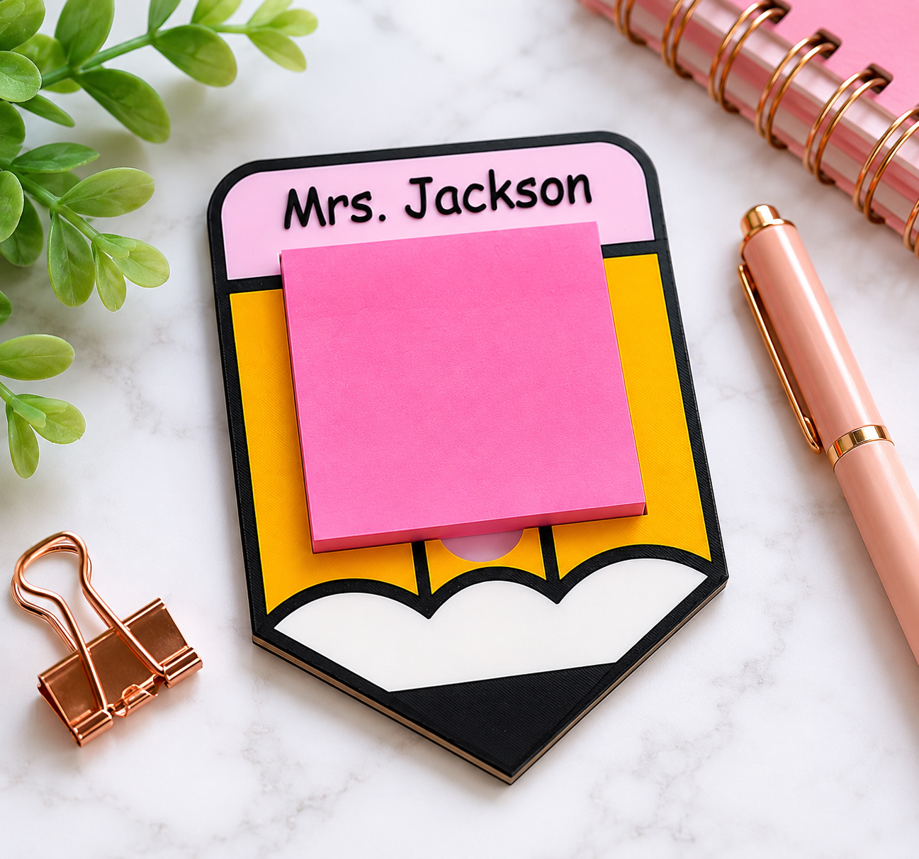 Personalized Pencil Sticky Note Holder