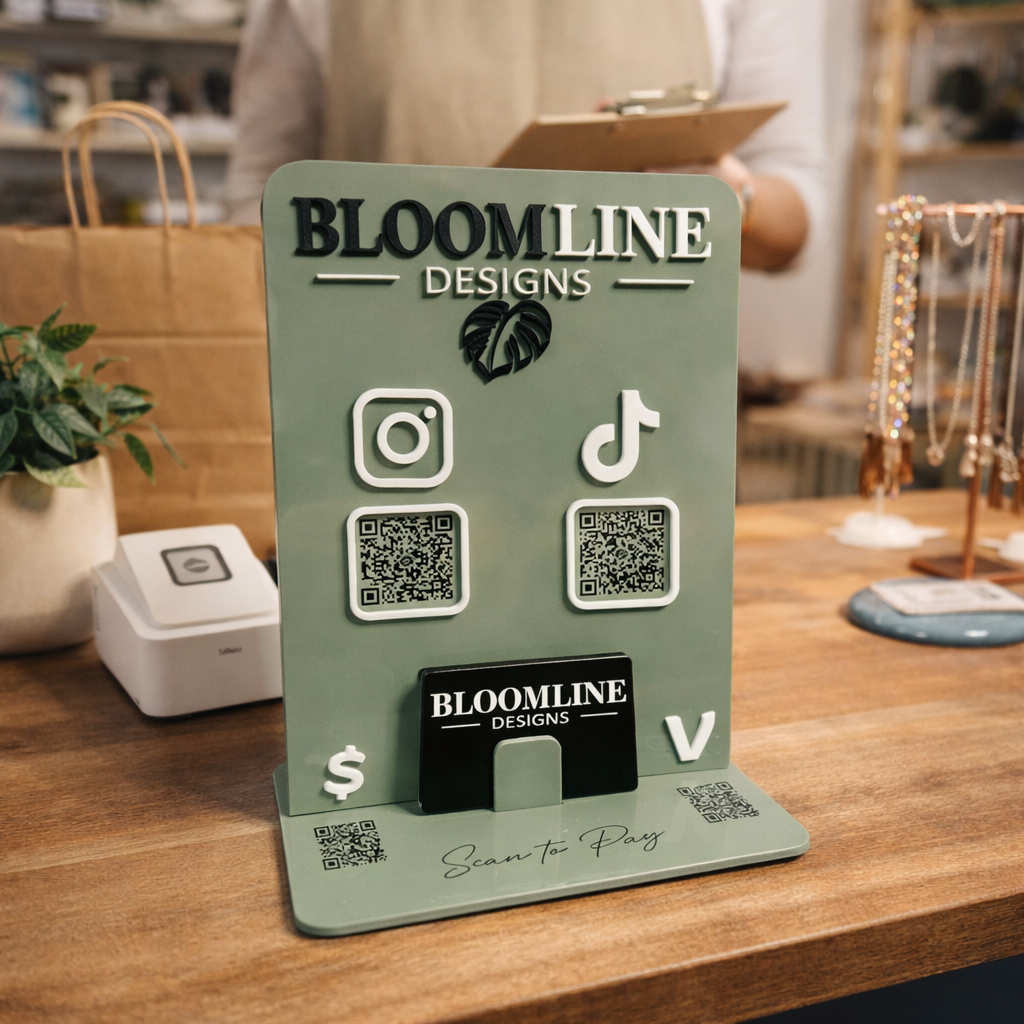Business Social Media & Payment QR Stand