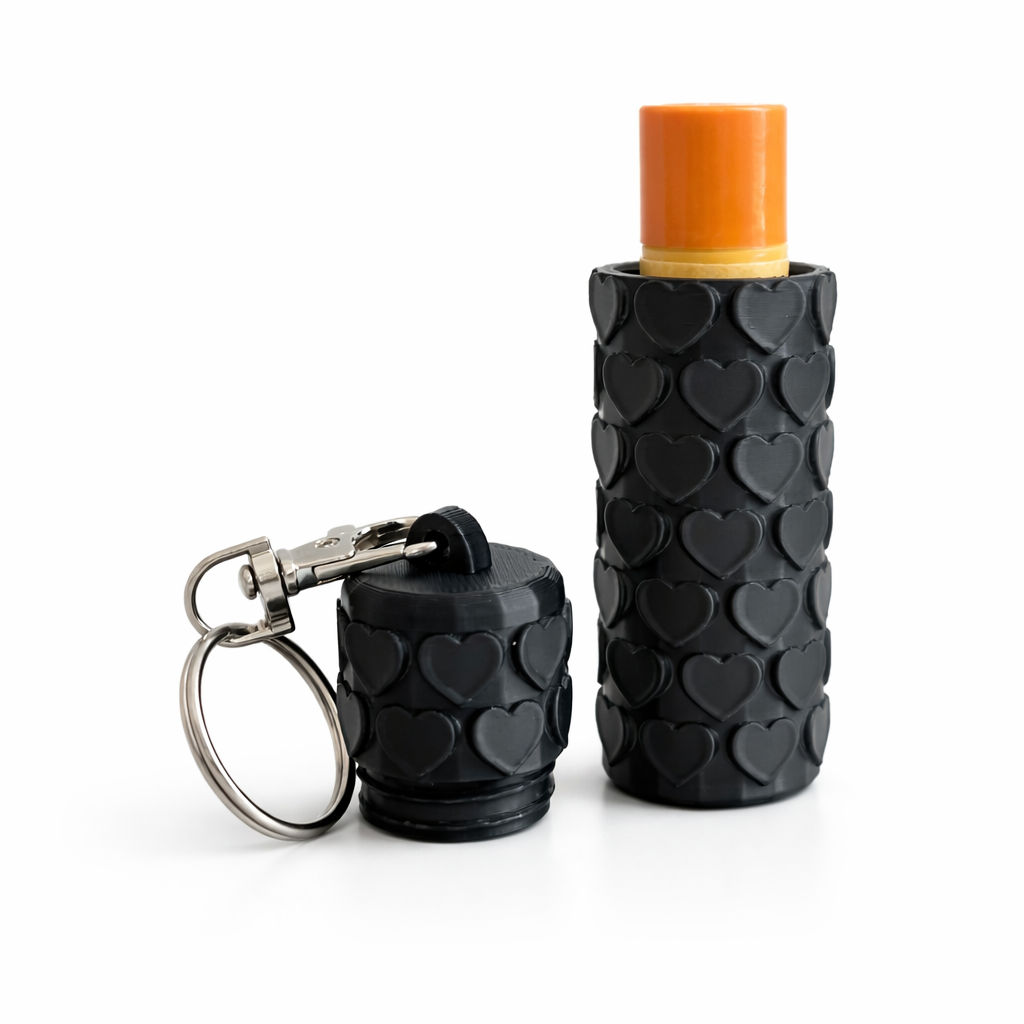 Heart Chapstick Holder Keychain