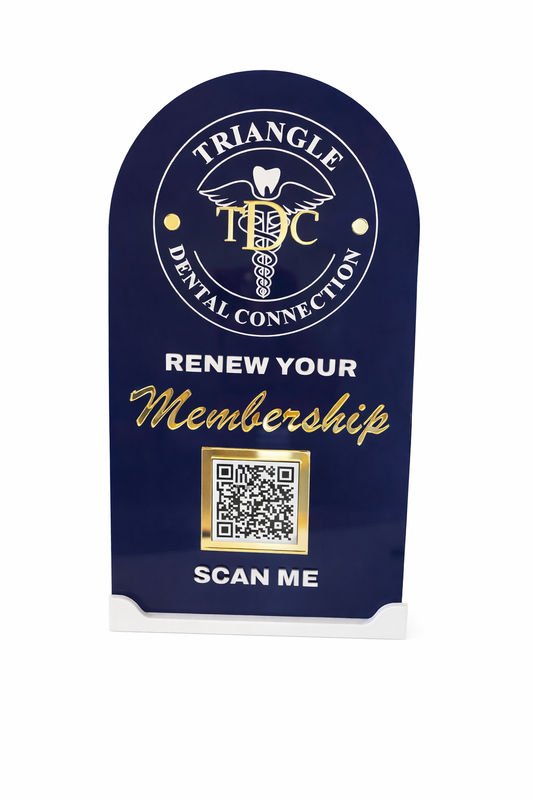Custom “Membership Renewal Stand” (acrylic) QR Code Stand Business Ready